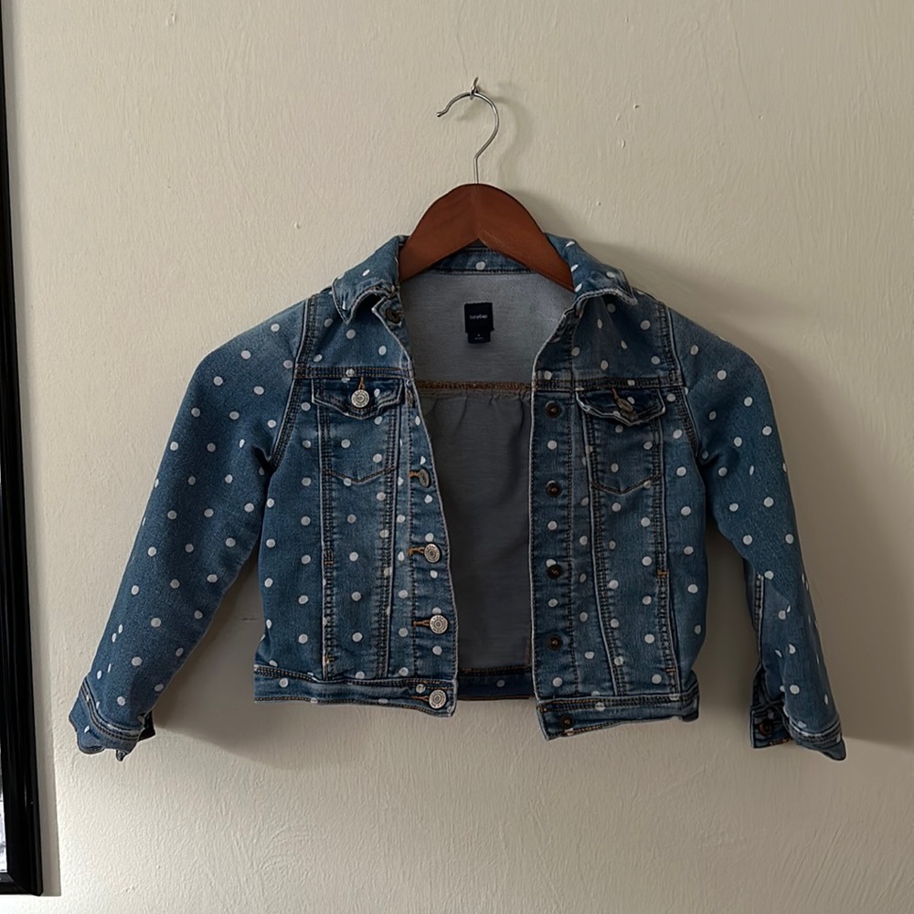 Baby Gap crop denim polka dot jean jacket